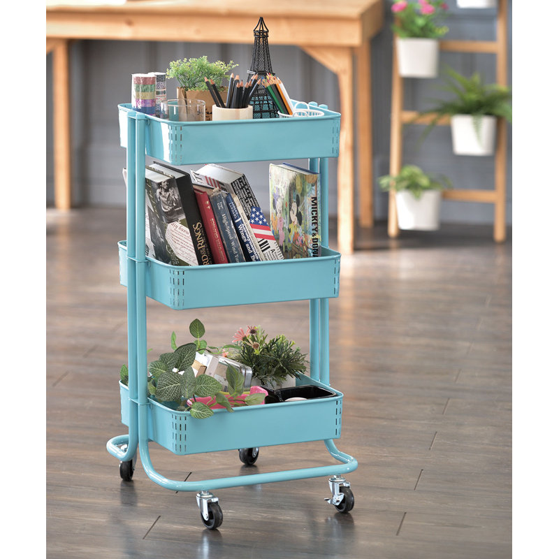 POPLARBOX 3tier Heavy Duty Full Metal Rolling Storage Cart